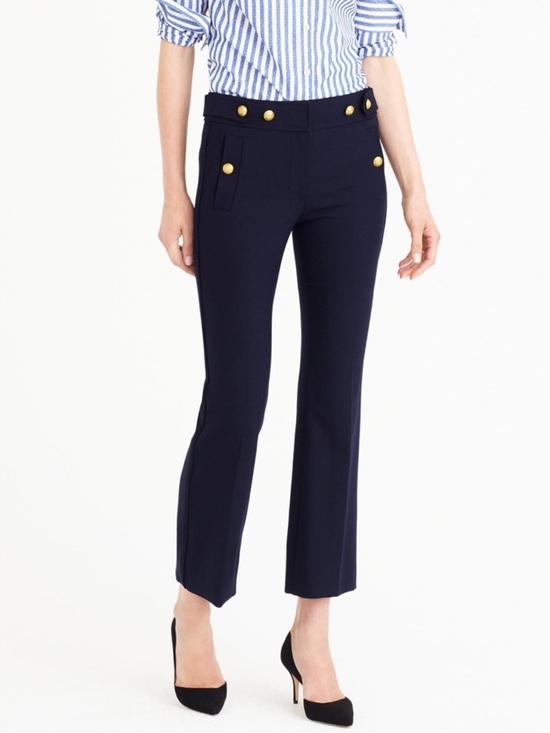 J. Crew Pants - J. Crew Navy Sailor Pants Gold Button Detail Women's Size 12